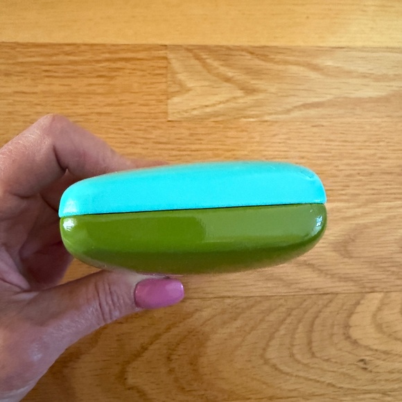 Kate Spade Eyeglass Case Clam Shell Hinged Turquoise Blue Green - Picture 8 of 8